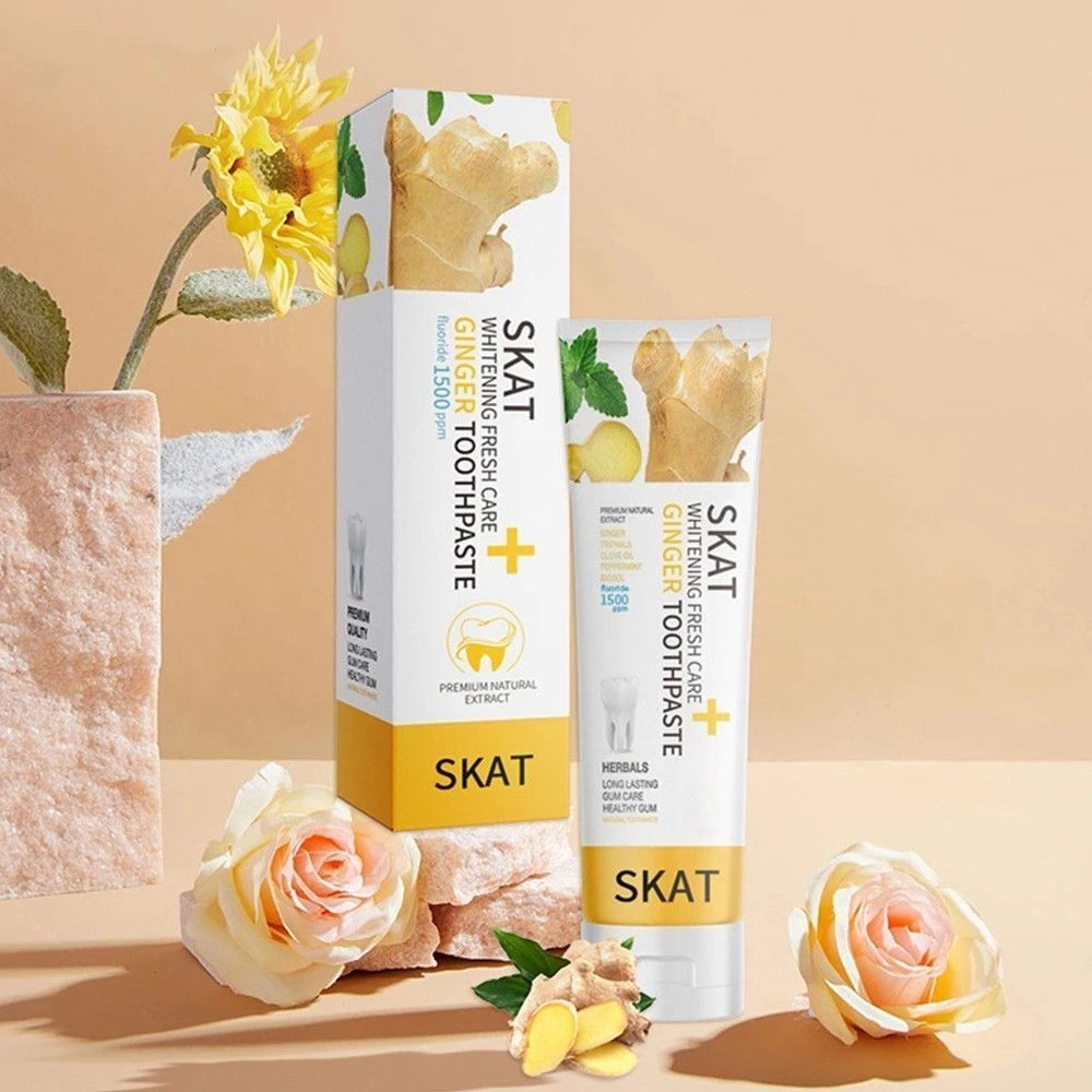 ยาสีฟัน ยาสีฟันขิง ทำให้ฟันขาวขึ้นและลดกลิ่นปาก 50g Ginger toothpaste ยับยั้งเชื้อแบคทีเรีย ลดกลิ่นปาก