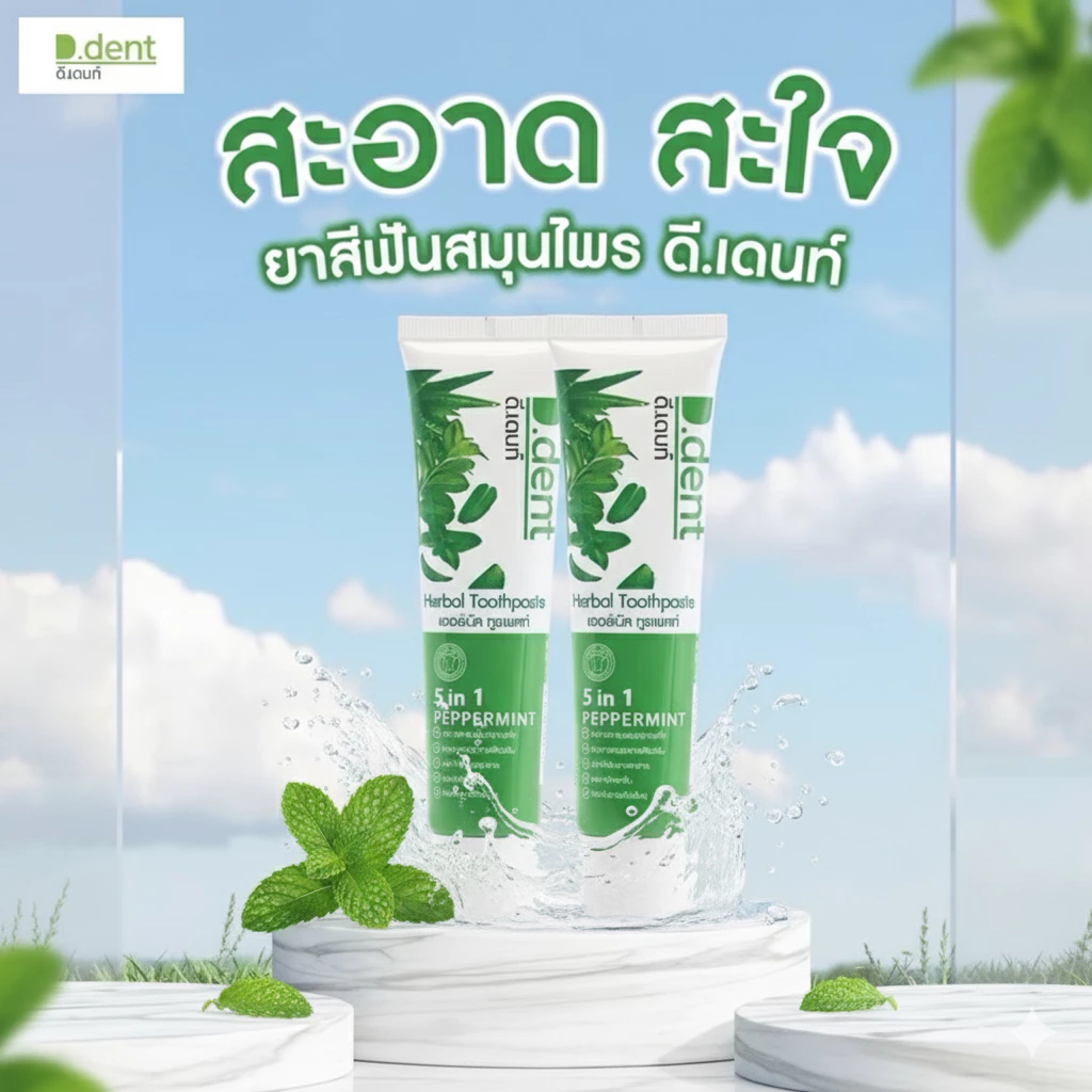  (ยาสีฟันดีเด้น 10 หลอด) เซตสุดคุ้ม ยาสีฟันดีเด้นท์ สูตรเปปเปอร์มิ้นต์ ของแท้จากบริษัท