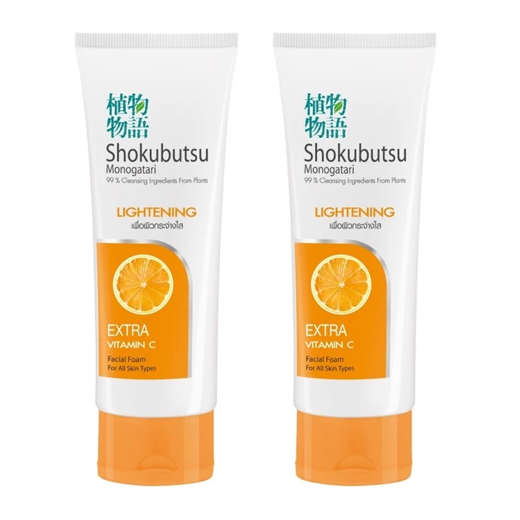 SHOKUBUTSU โฟมล้างหน้า โชกุบุสซึ Extra Vitamin C (ส้ม) เพื่อผิวกระจ่างใส (Lightening)100 กรัม 2 ชิ้น LIONSOS