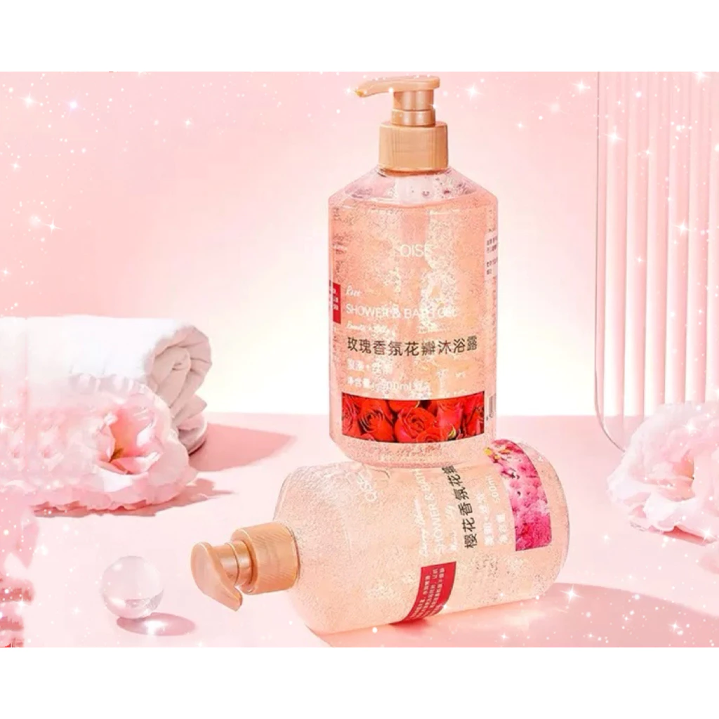 กลิ่นหอมติดทนนาน เจลอาบน้ำ QISE Rose 500ml ครีมอาบน้ำกลิ่นดอกไม้ ช่วยให้ความชุ่มชื้นและฟูของผิว