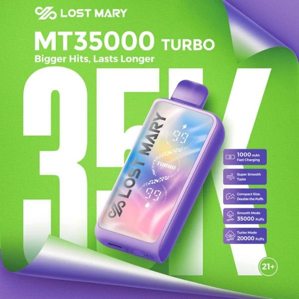 Lost Mary MT35000 Turbo Disposable Vape – Dual Mode, 35,000 Puffs, 20mL, Rechargeable
