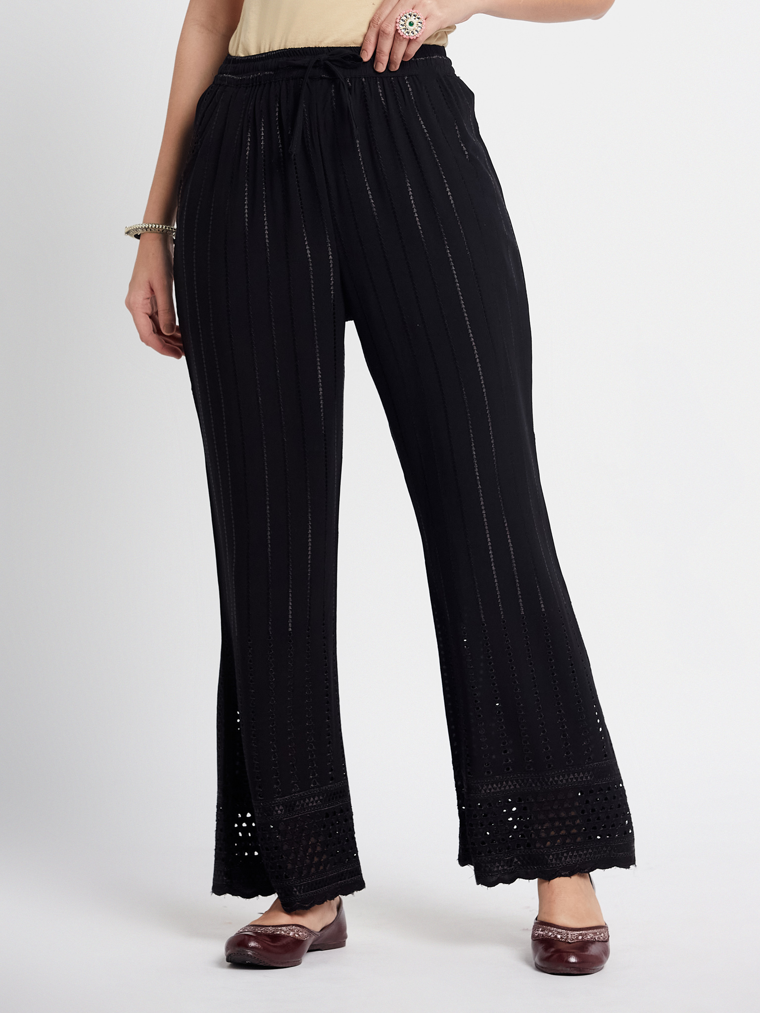 Maroon Tunic Top with Black Palazzo Pants