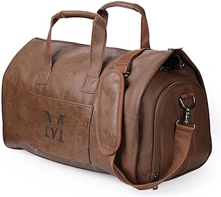 Brown Leather Travel Duffel Bag