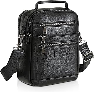 Men's Black Leather Shoulder Bag