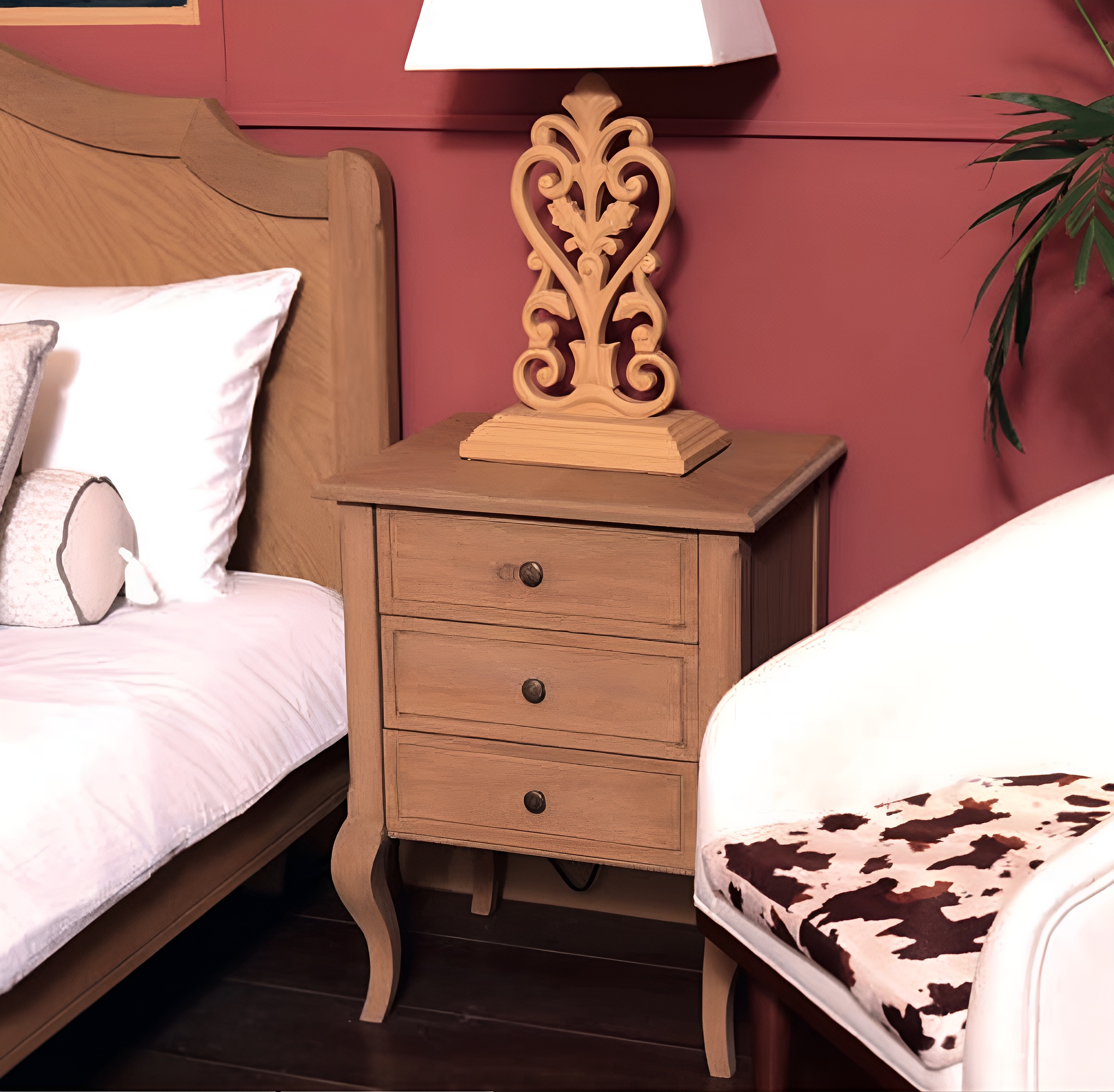 Bedside Table with 3 Drawers