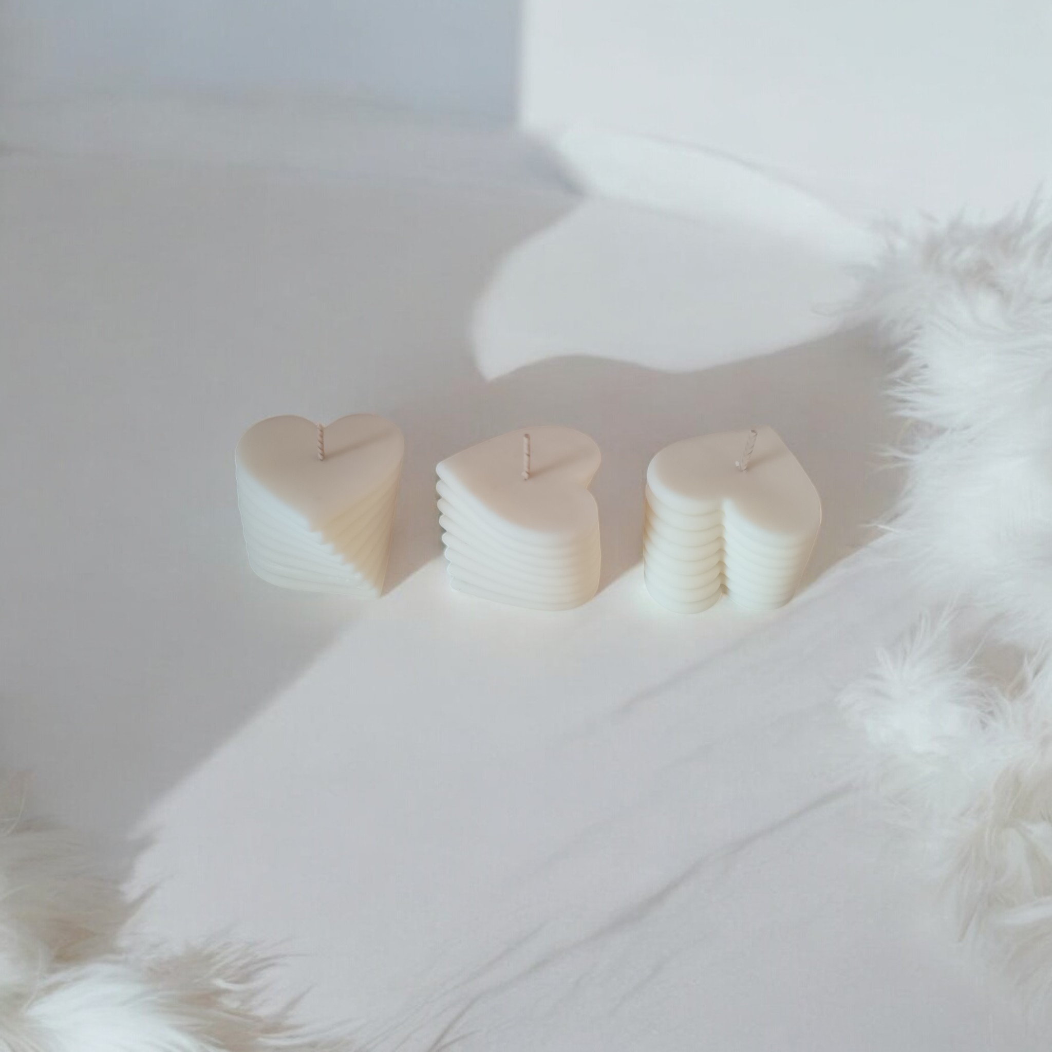 Handmade heart pillar candles