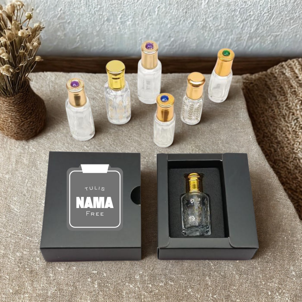 Paket Hadiah Parfum Non Alkohol 10ml & 12ml Mix Aroma Oud & Kasturi – Gratis Box & Botol Eksklusif