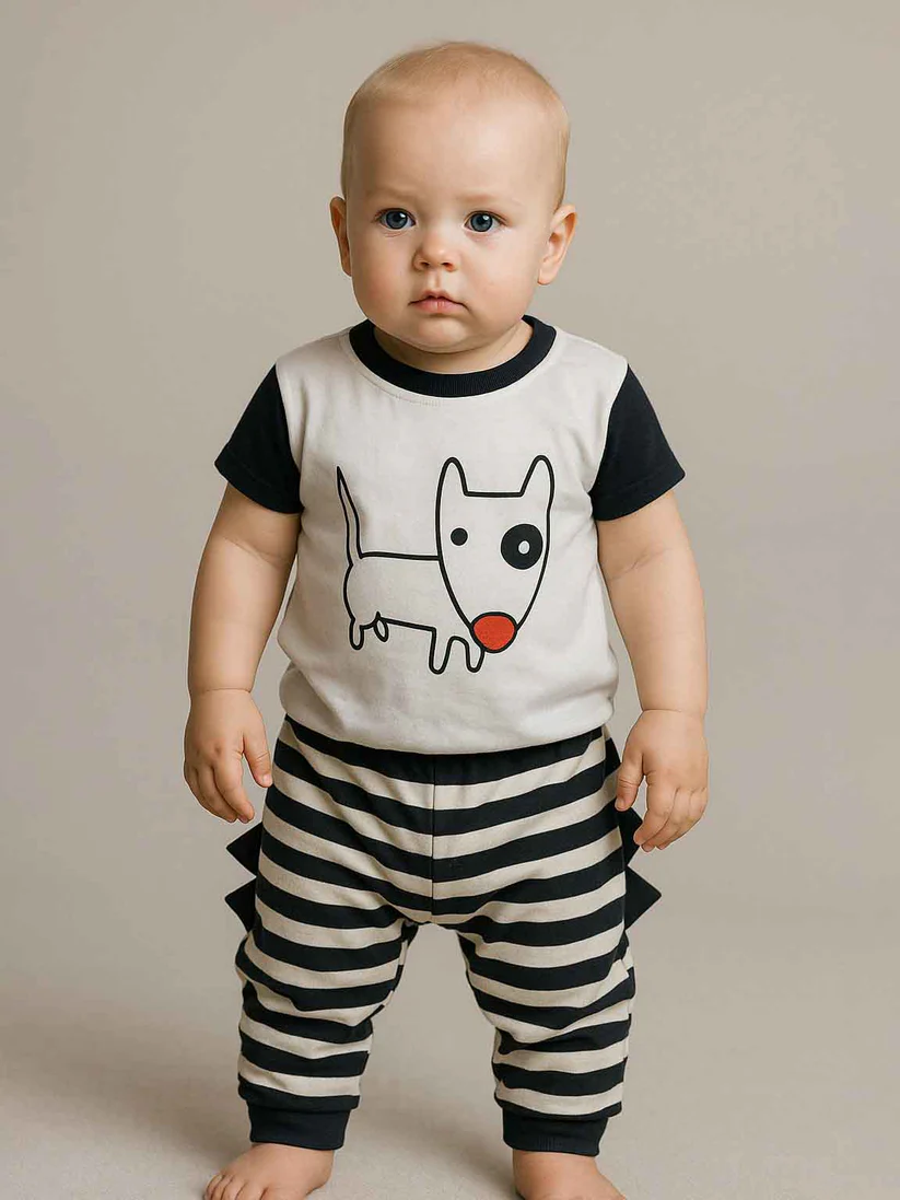 Baby Outfit with Dog Print