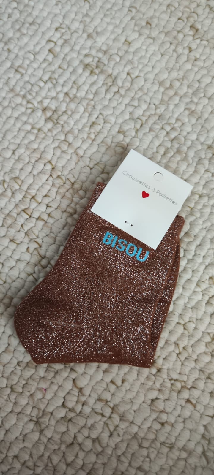 Chaussettes "bisou" marron
