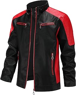 Men's Black and Red Leather Jacket