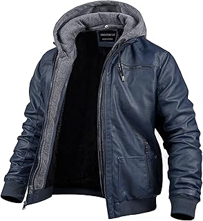 Men's Hooded Faux Leather Jacket