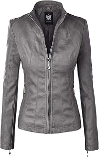 Women's Gray Faux Leather Jacket