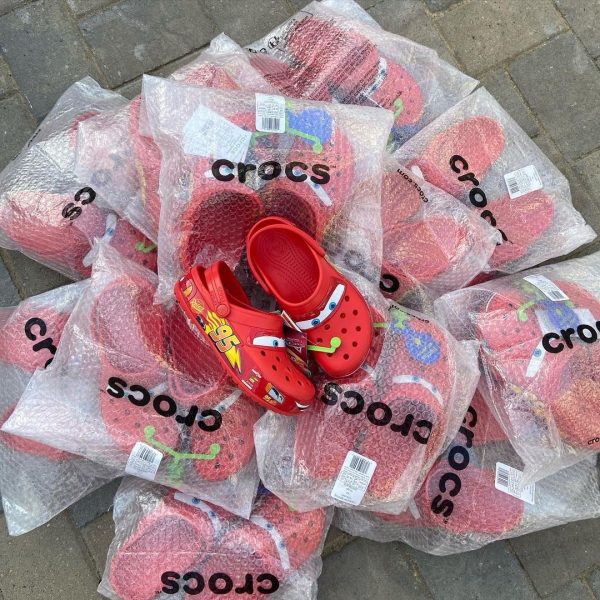 Children's Red Crocs with Lightning McQueen Design