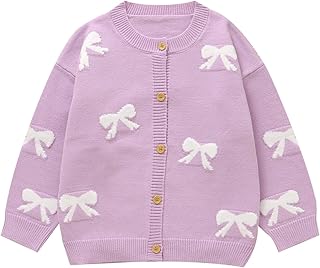 Purple Bow-Knit Cardigan