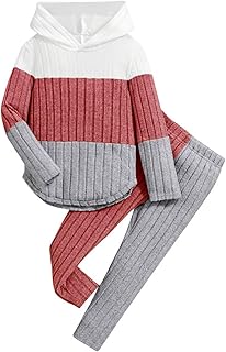 Kids Ribbed Color Block Hoodie Set