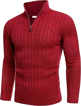 Men's Red Cable Knit Sweater