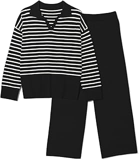 Striped Pullover Sweater and Pants Set