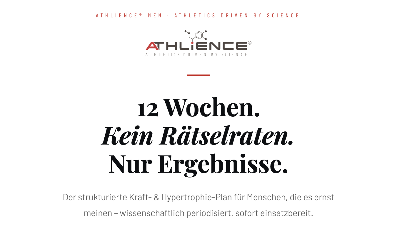 ATHLIENCE MEN – 12 Wochen Trainingsplan (Web-App)