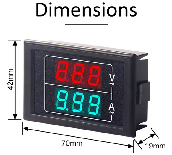 شاشة فولتية + امبيرية مستطيلة الشكل