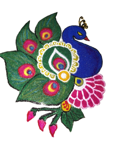 Handmade Peacock Rangoli Art