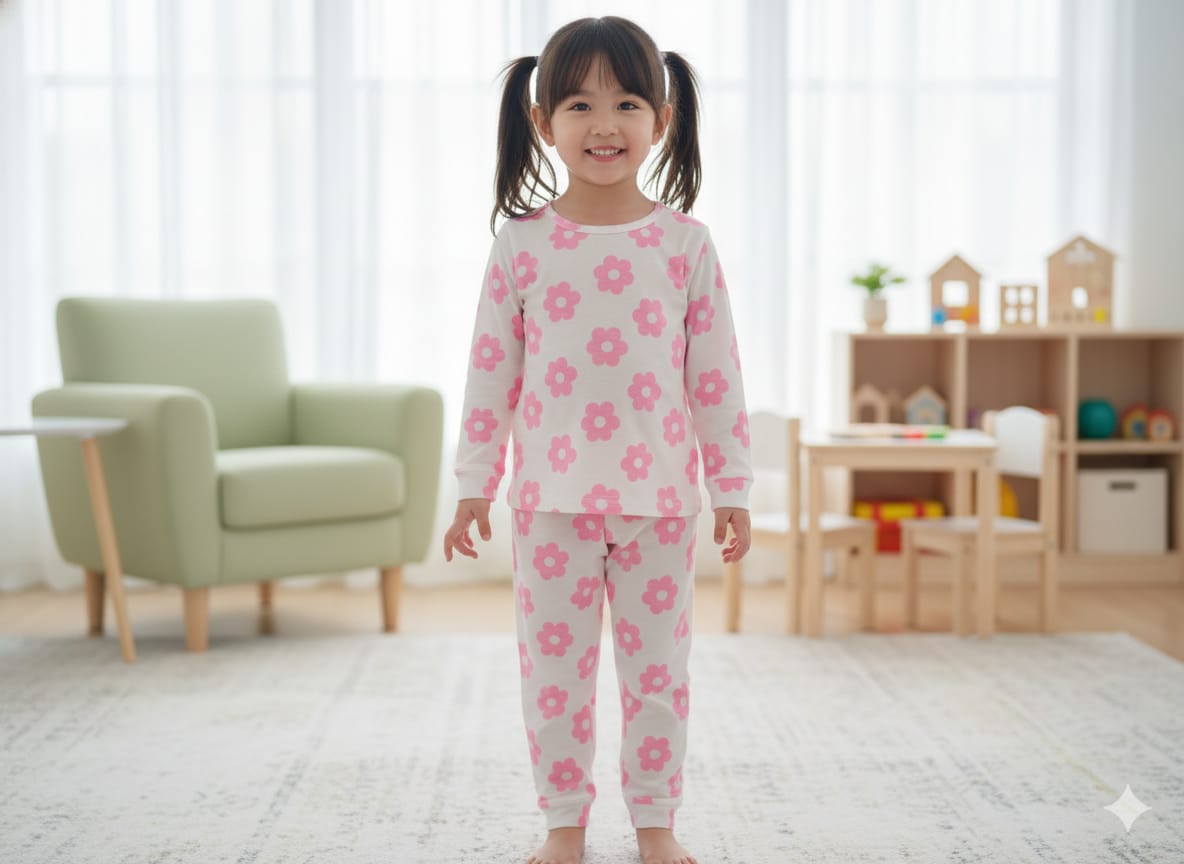 Girls Floral Print Top & Pants Co-Ord Set