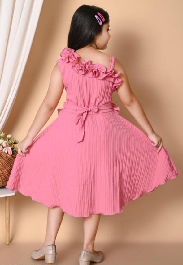 Pink Ruffled Girls' Party Dress