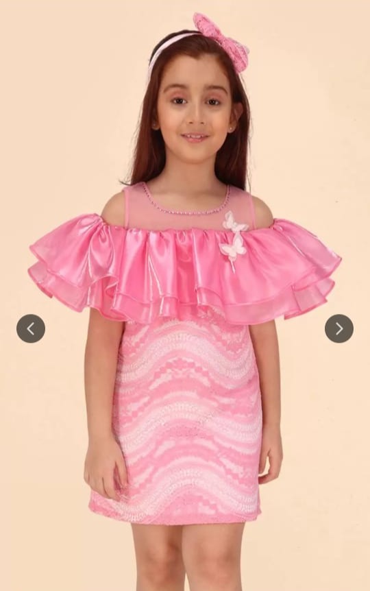 Sequin Pink Floral Dress for Girls