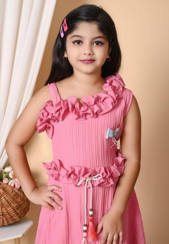 Pink Ruffled Girls' Party Dress