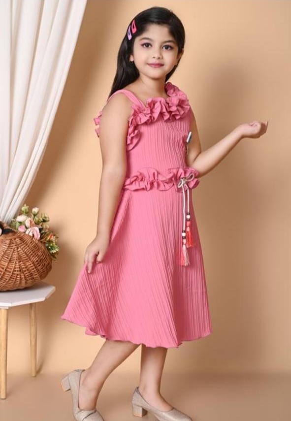 Pink Ruffled Girls' Party Dress