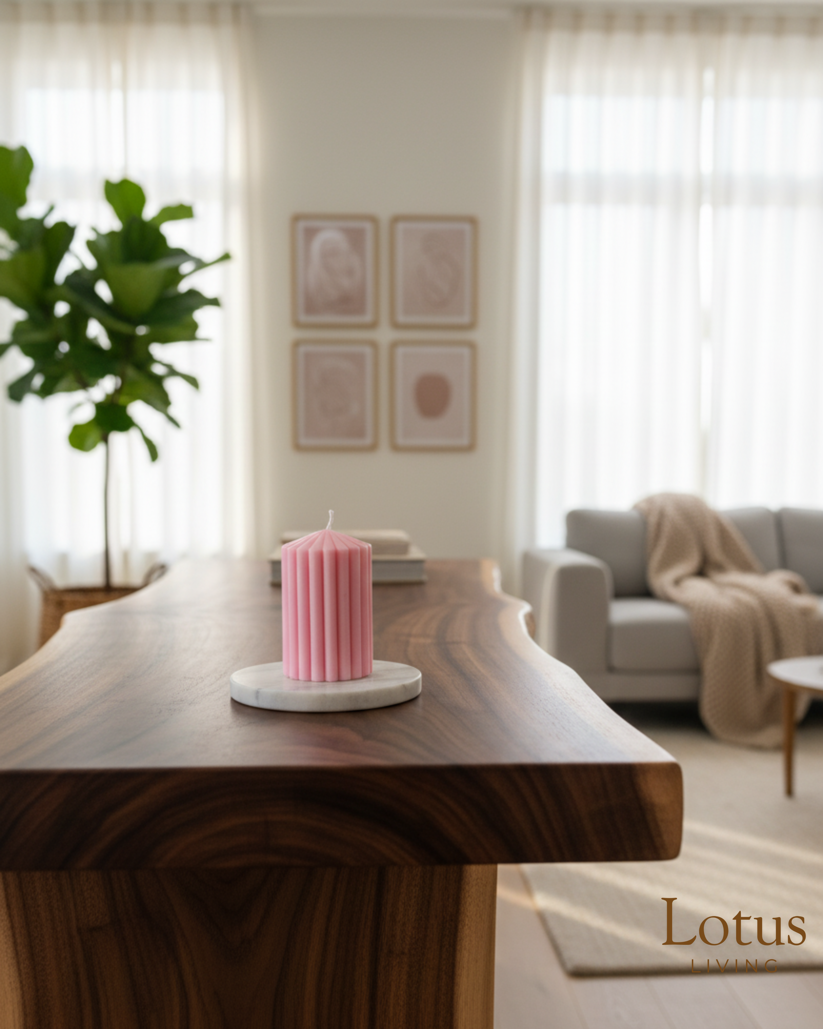 Pink decorative Pillar candle