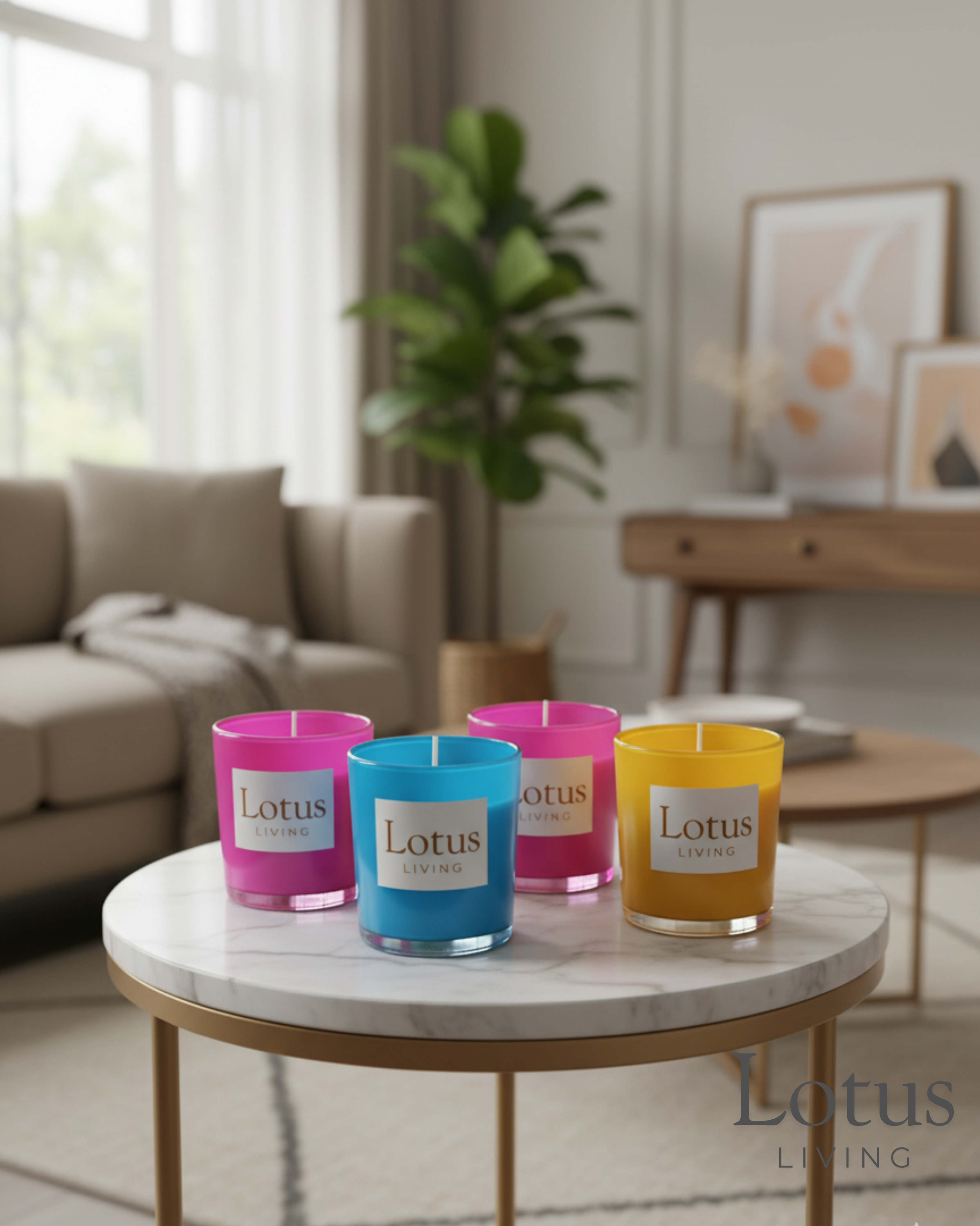 Lotus Living Scented Candle In A Single Color Jar