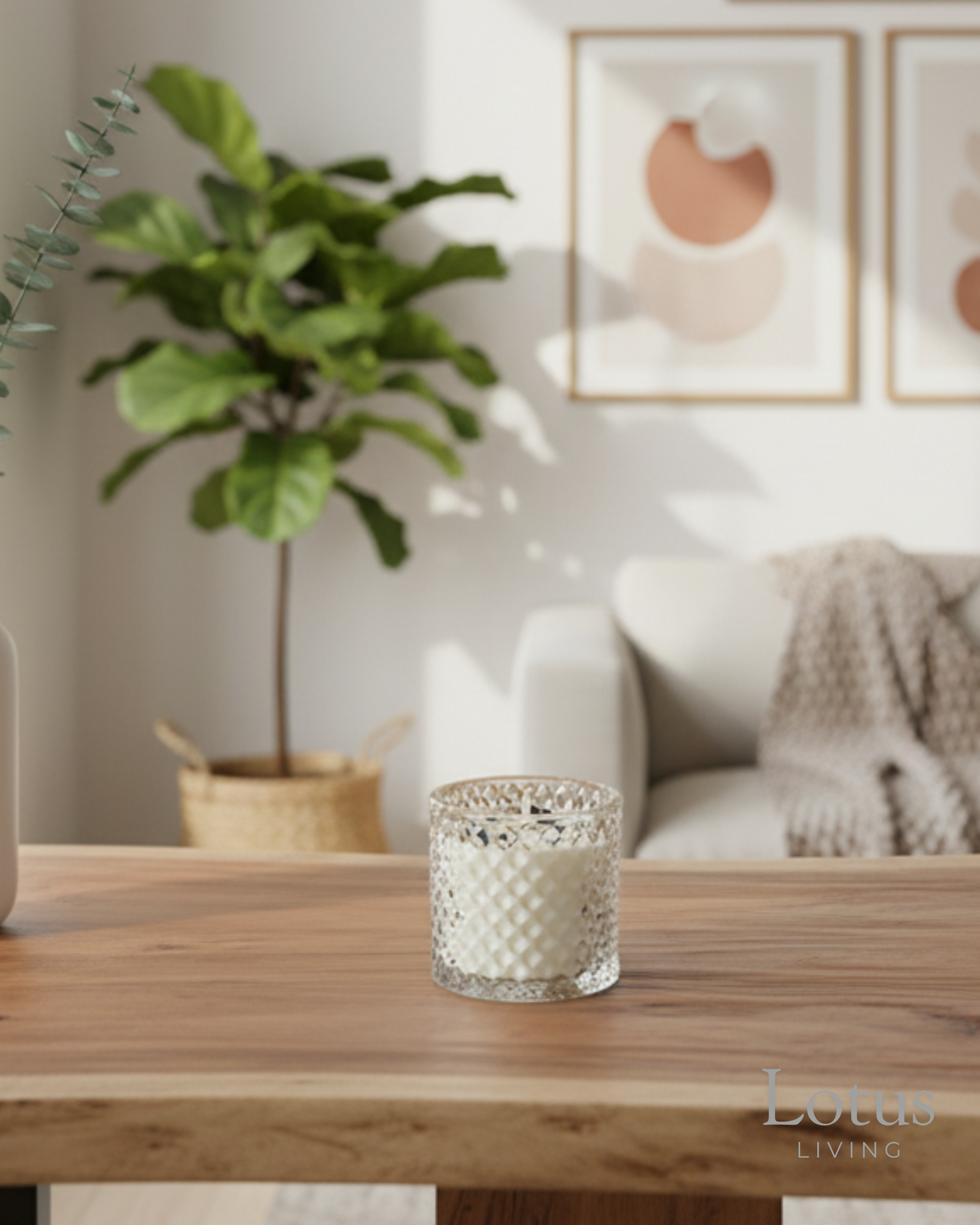 Decorative Textured Glass Candle