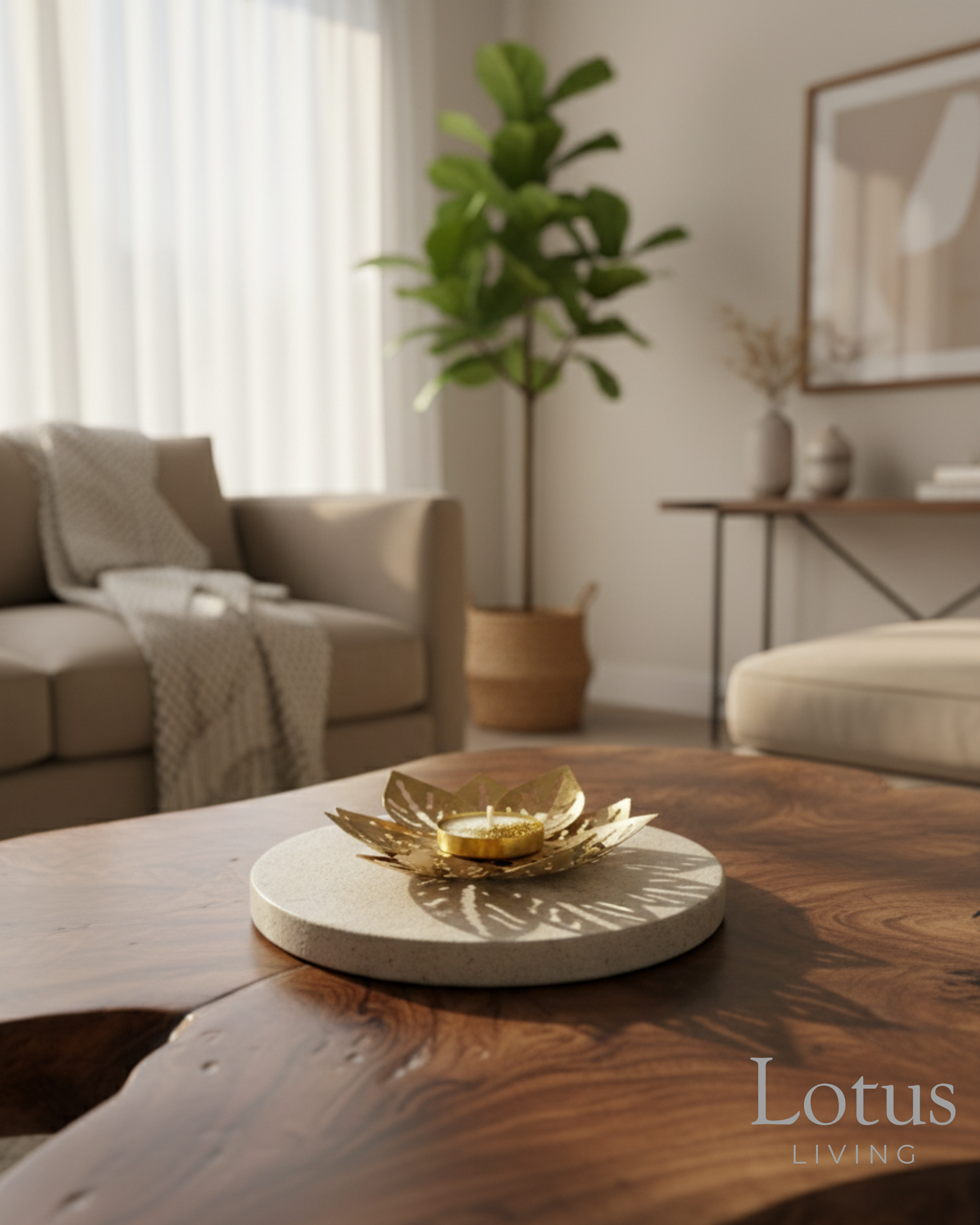 Gold Lotus Candle Holder