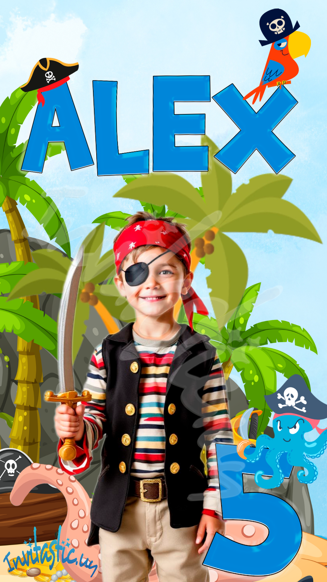 Piratas invitación para niños (PI002)
