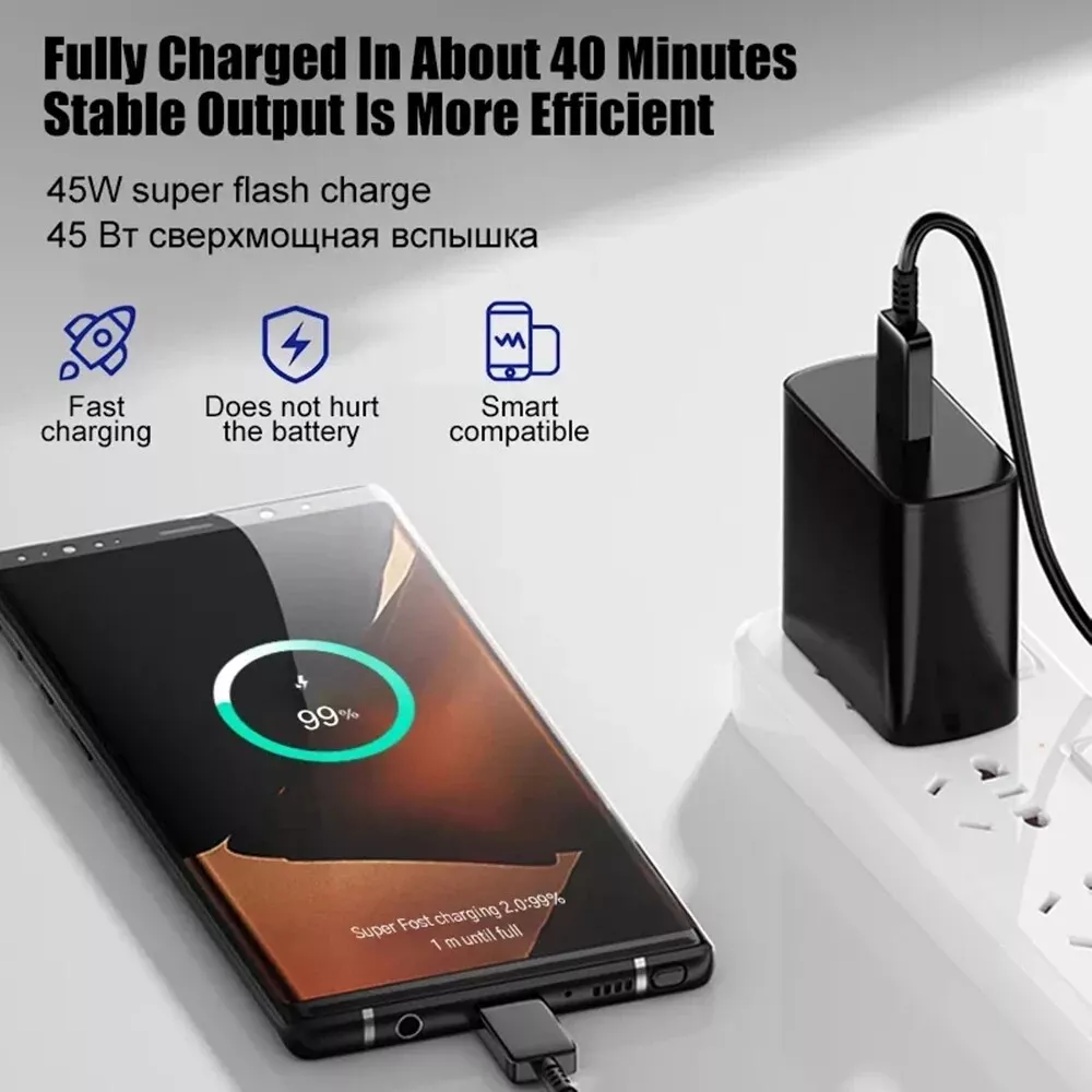 45W USB C Schnell Ladegerät für Samsung S25 S24 S23 Ultra/S25+ S24+ Ladekabel