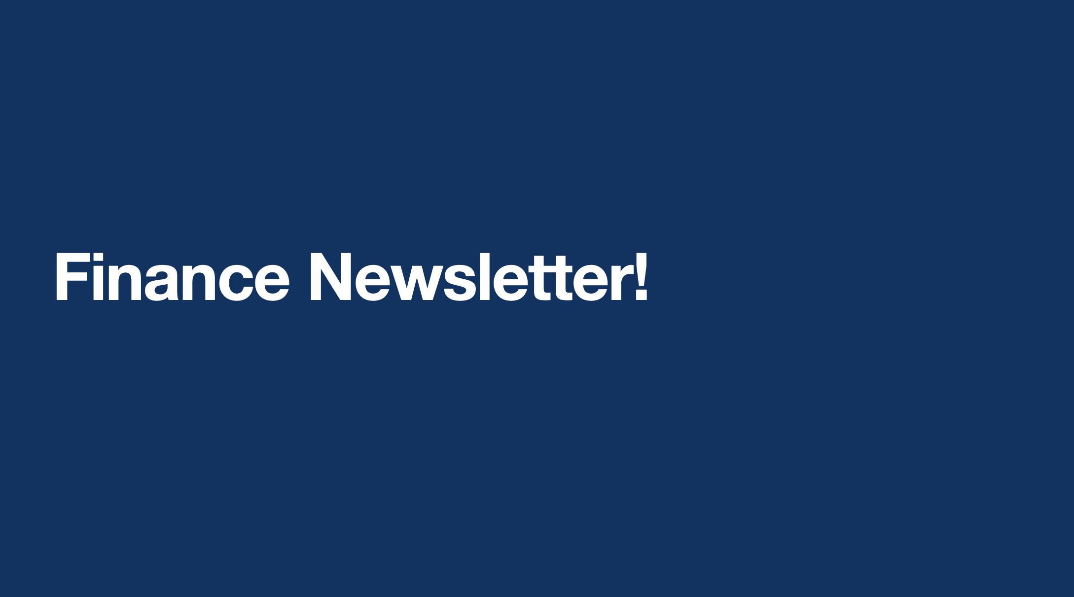 Finance Newsletter