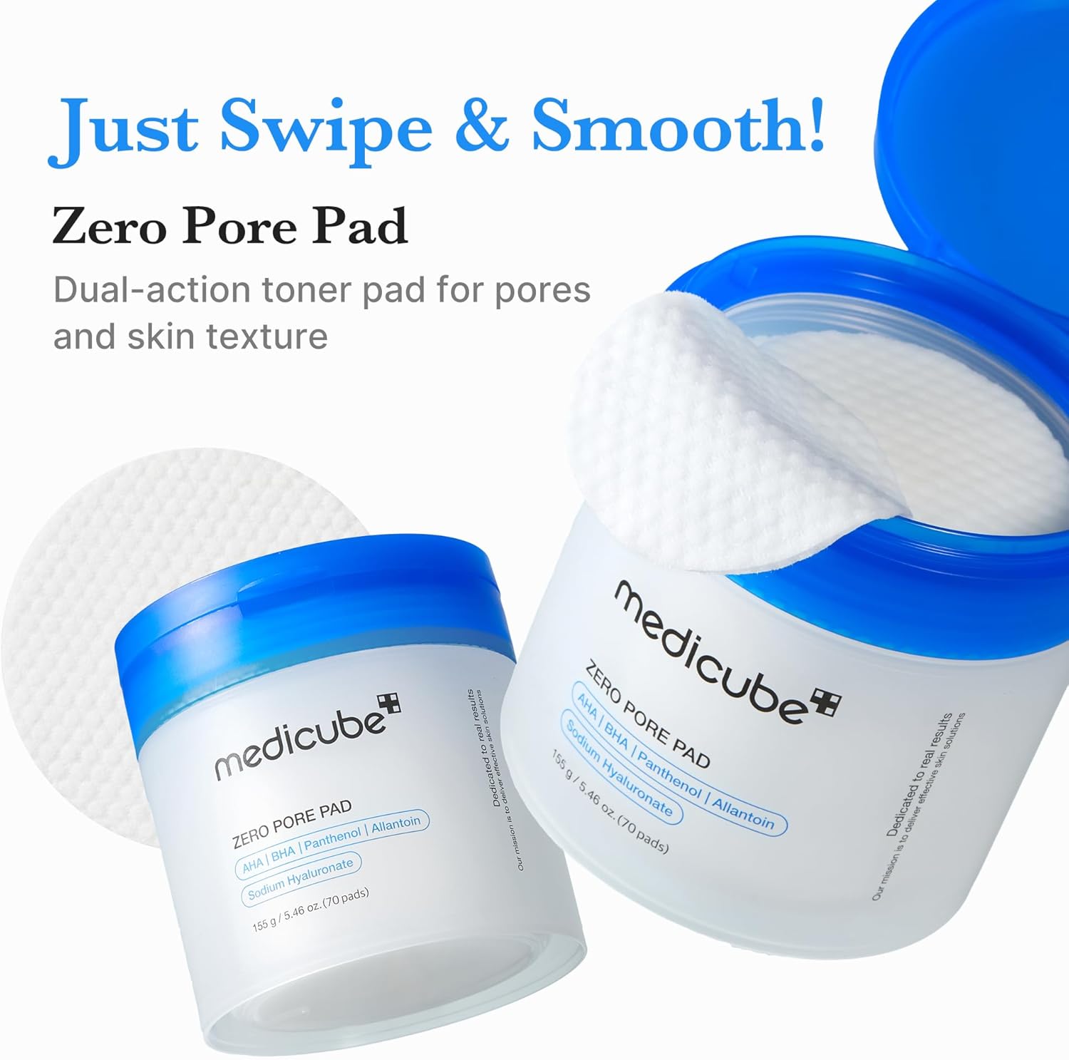 Medicube Zero Pore Pads 2.0, Dual-Textured Facial Toner Pads for Exfoliation