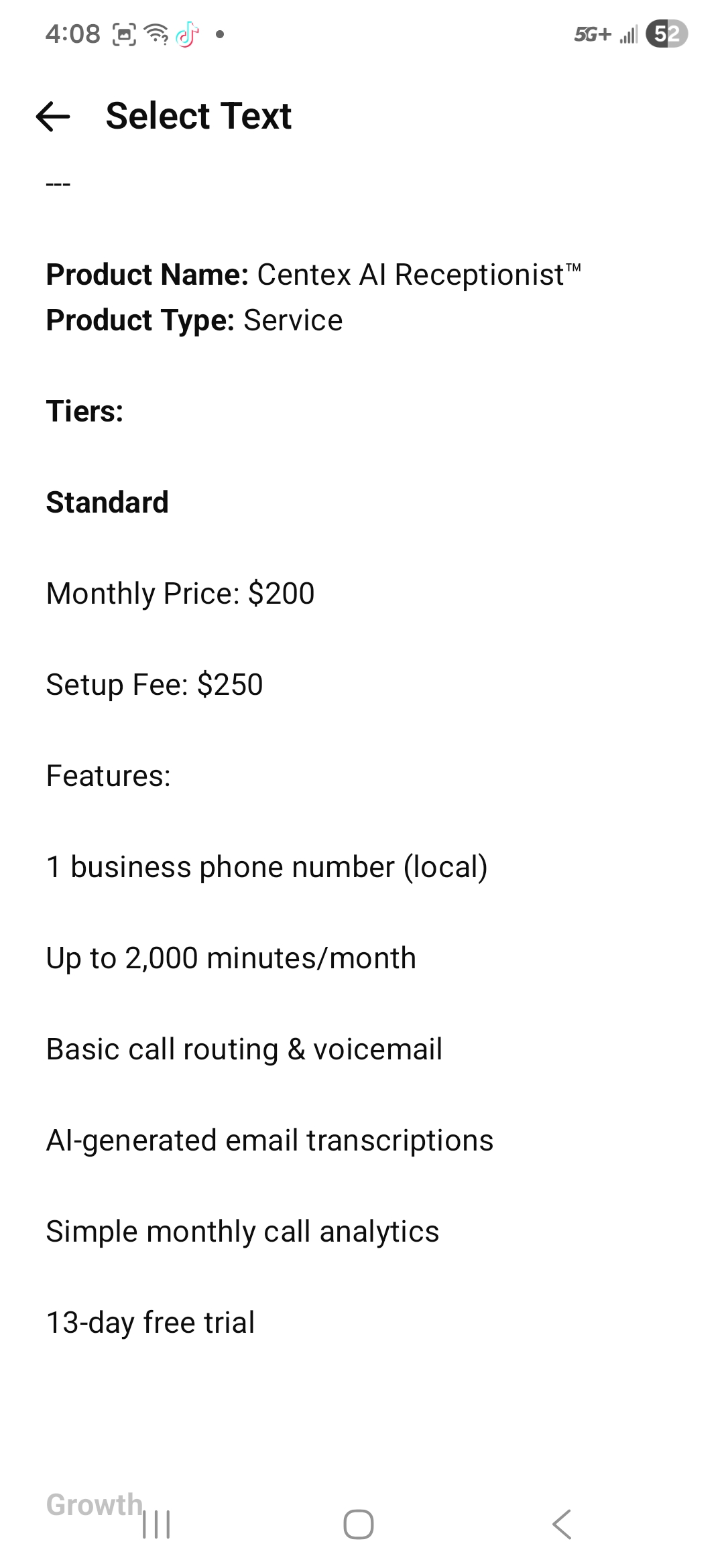 Centex AI Receptionist