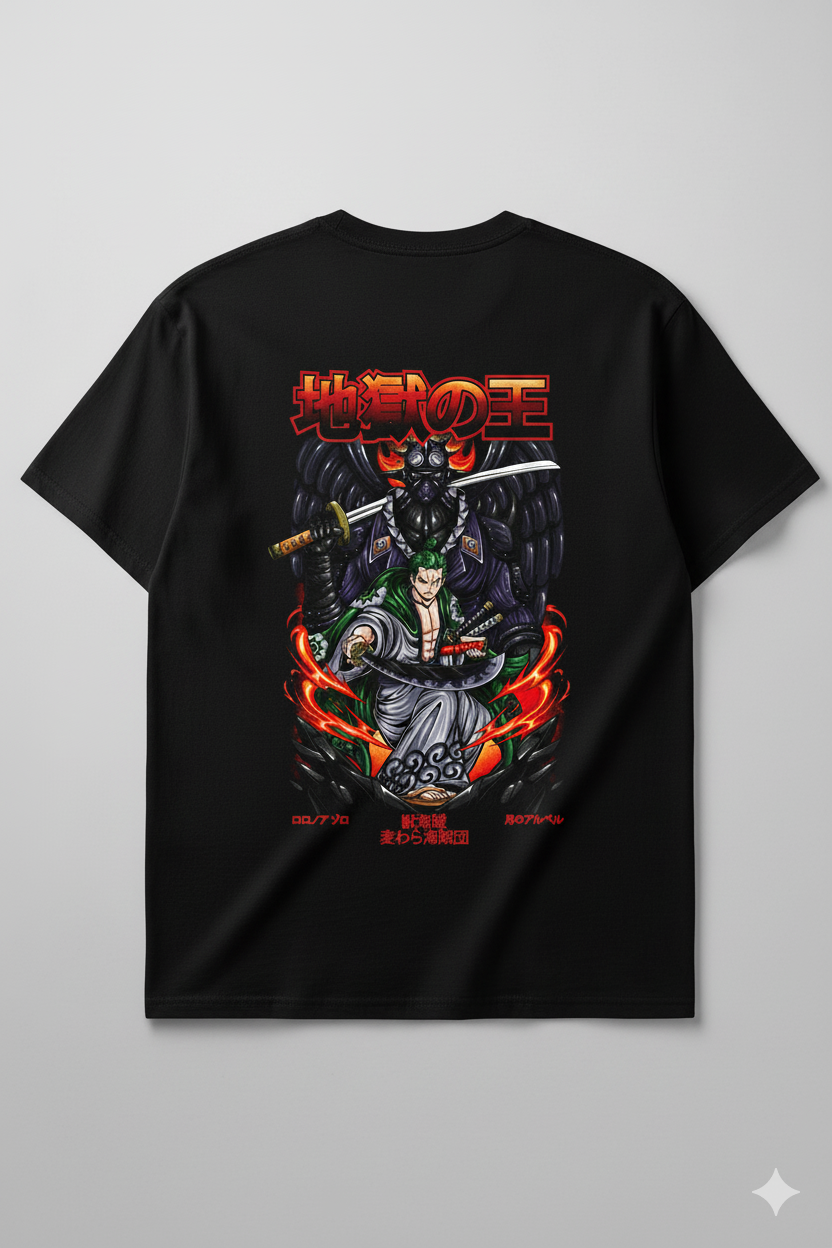 Camiseta Anime Roronoa Zoro - Rei do Inferno - Demônio Asura - One Piece