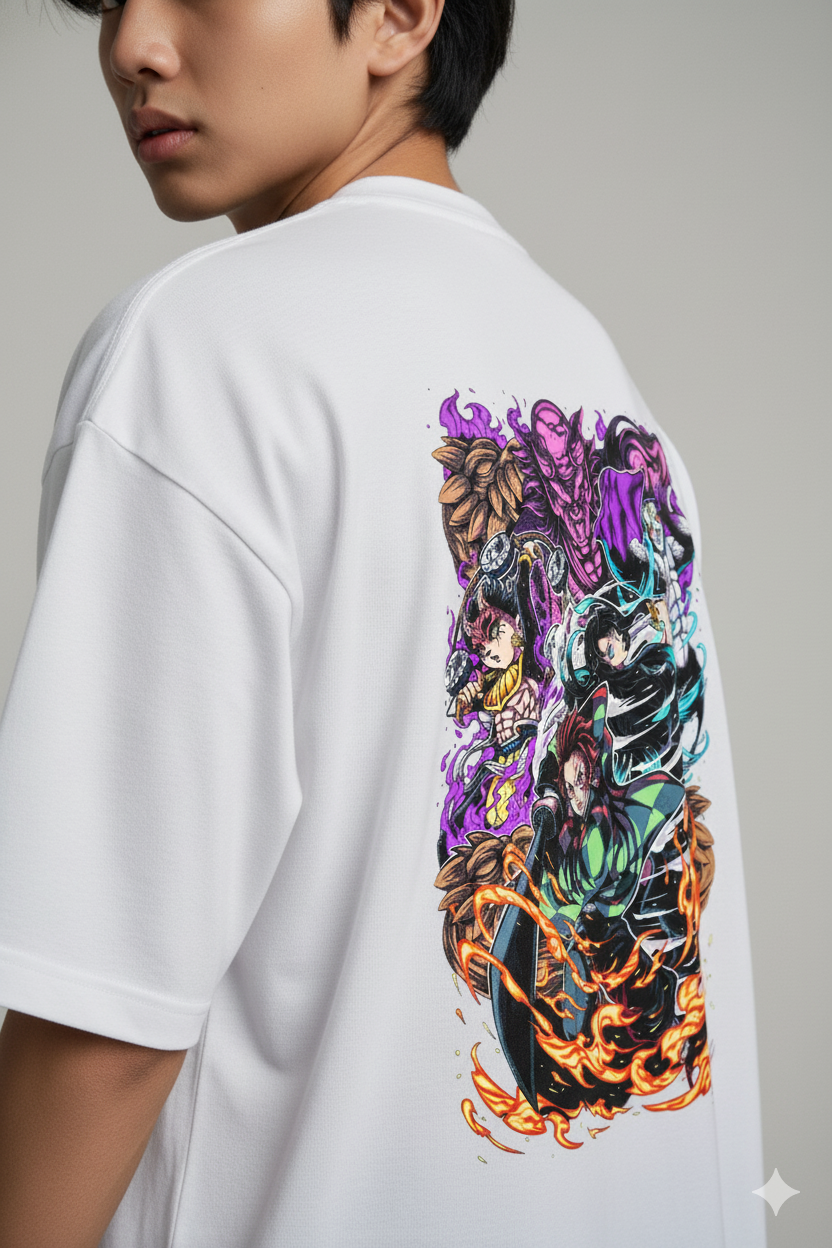 Camiseta "Universo Demon Slayer: Heróis e Vilões" - O Elenco Completo em um Design Épico!