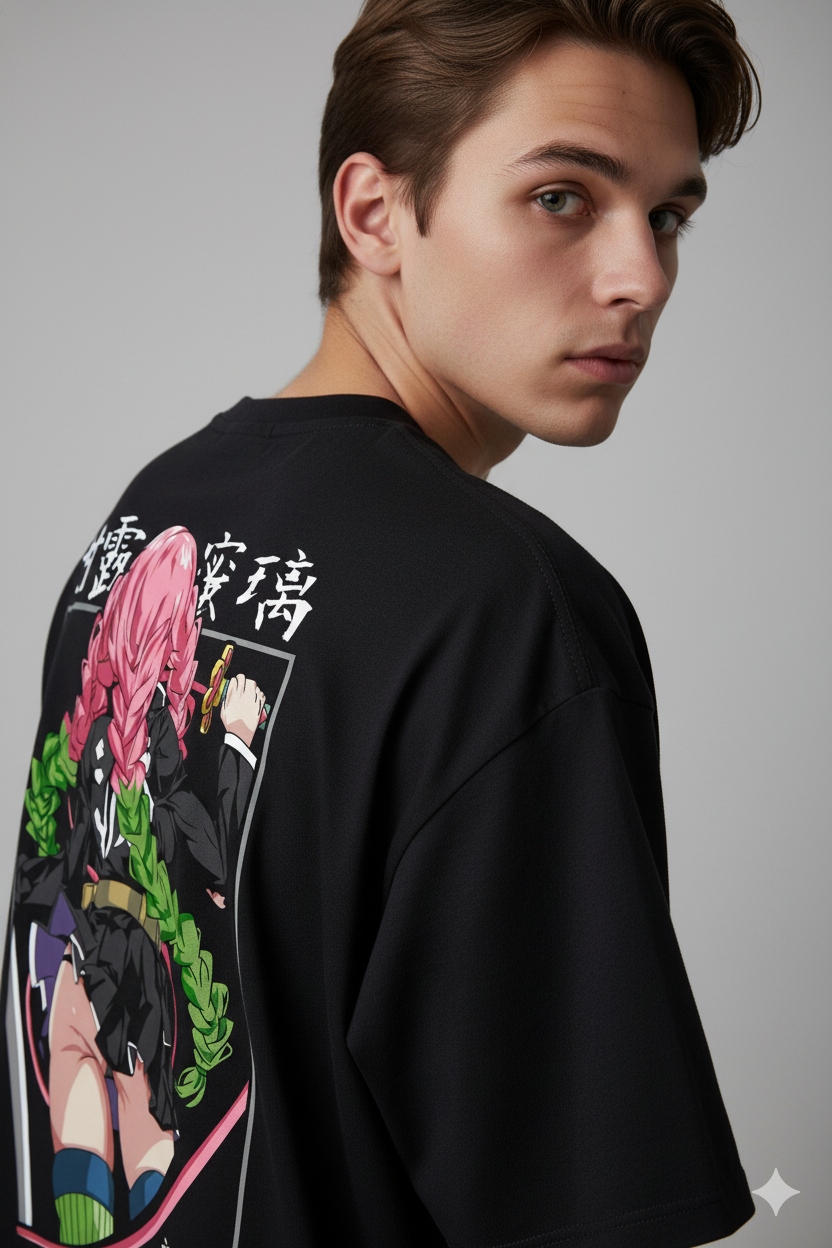 Camiseta "Mitsuri Kanroji - Hashira do Amor" (Trança em Destaque) - A Elegância de Demon Slayer!