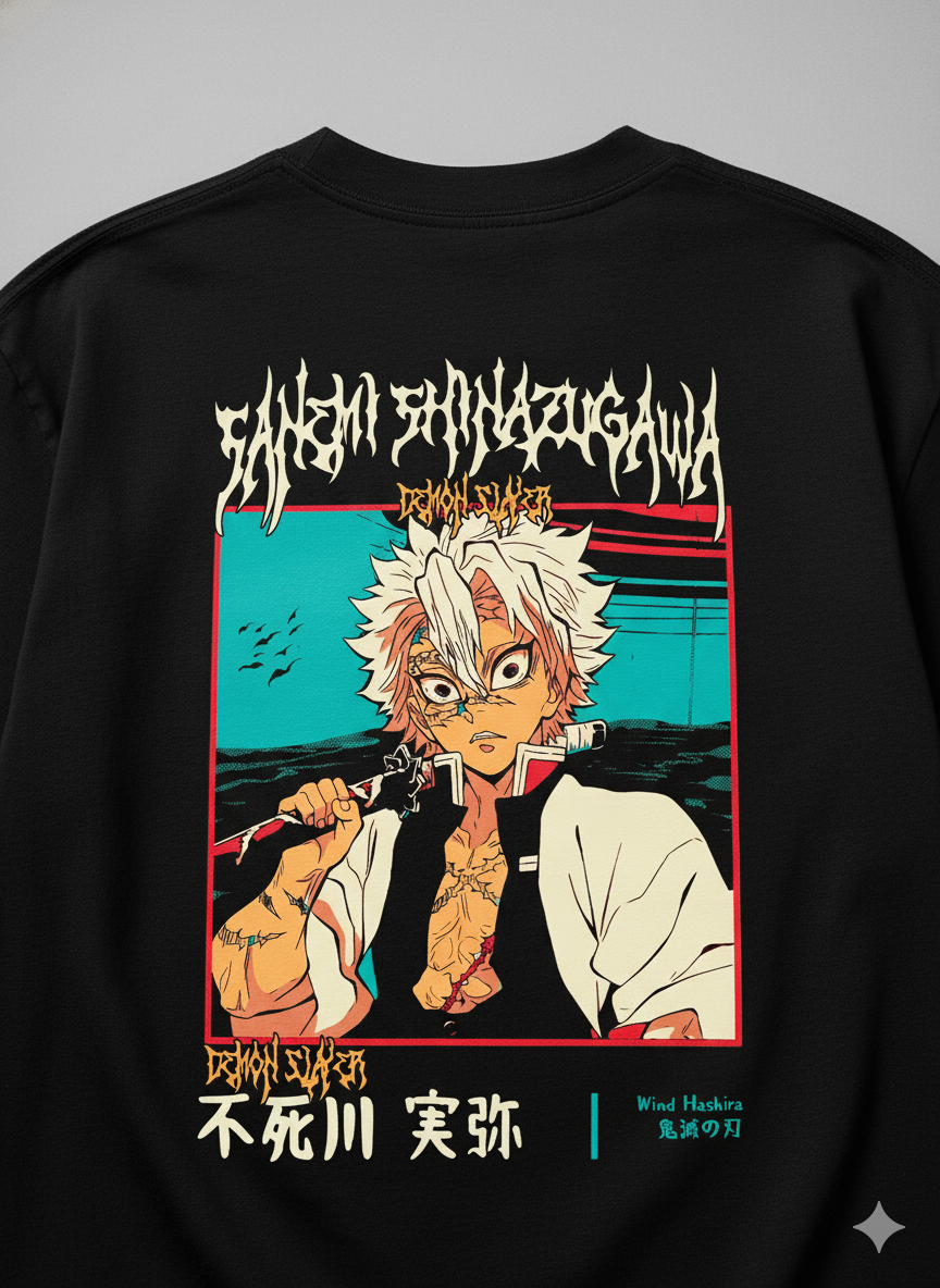 Camiseta "Sanemi Shinazugawa - O Hashira do Vento" - A Fúria Selvagem de Demon Slayer!