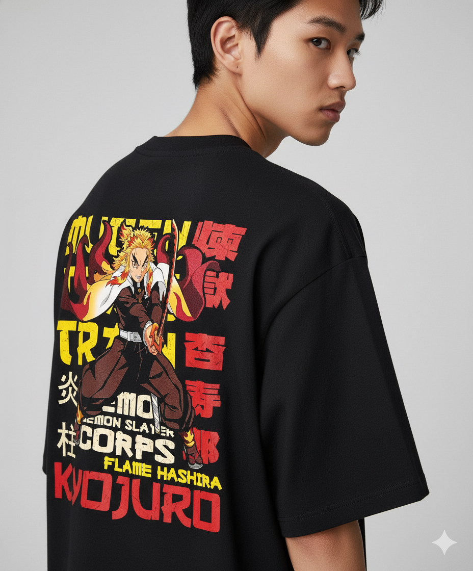 Camiseta "Kyojuro Rengoku - O Hashira das Chamas" - A Alma Ardente de Demon Slayer!