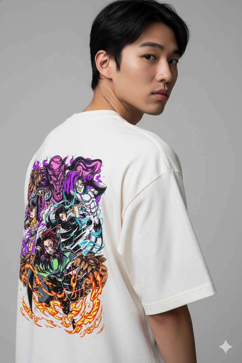Camiseta "Universo Demon Slayer: Heróis e Vilões" - O Elenco Completo em um Design Épico!