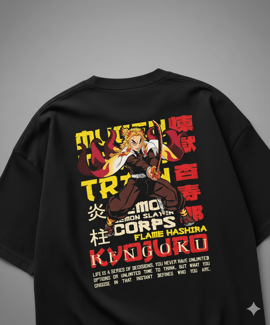 Camiseta "Kyojuro Rengoku - O Hashira das Chamas" - A Alma Ardente de Demon Slayer!