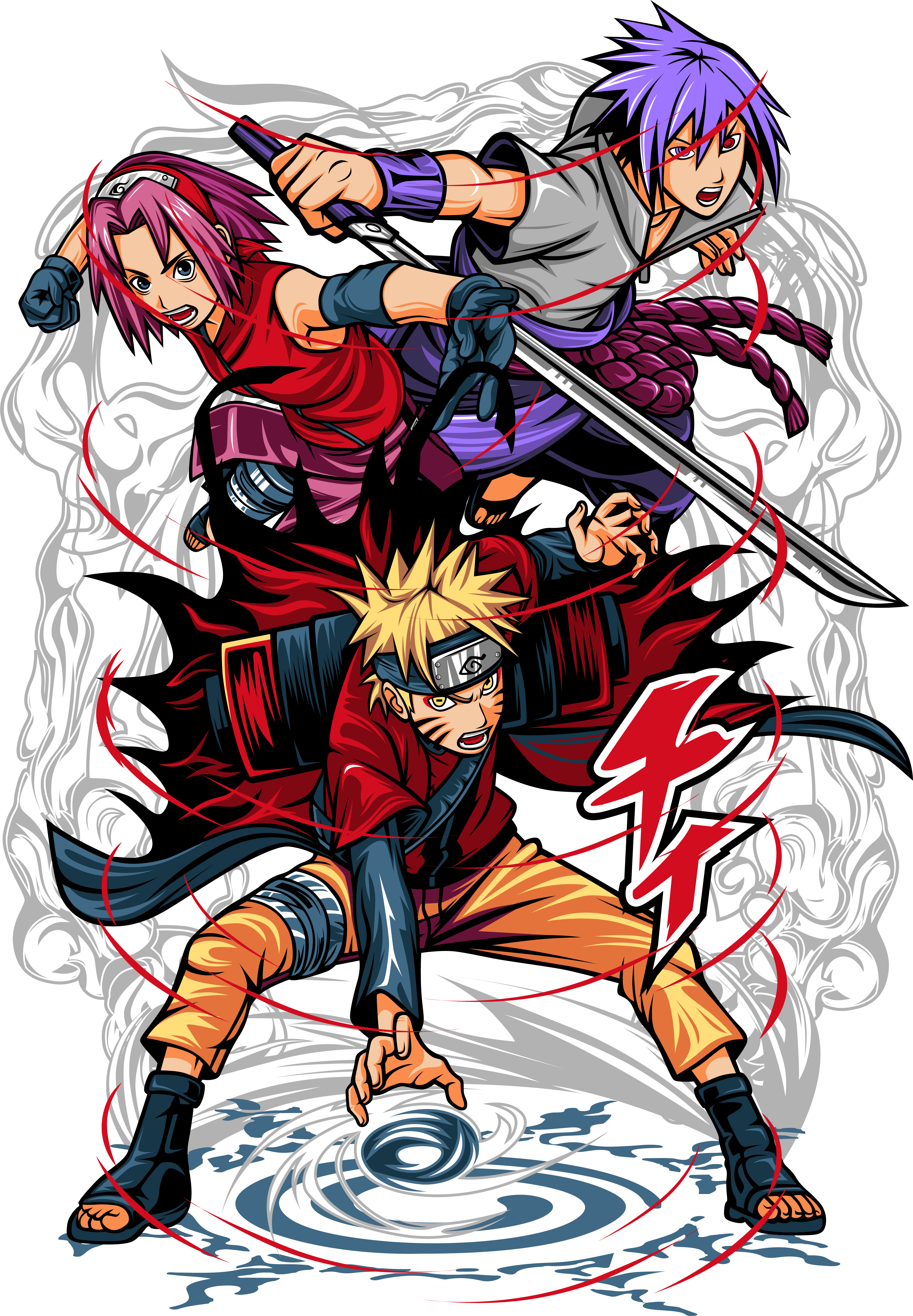 Camiseta Anime Naruto Team 7  - Naruto, Sasuke e Sakura