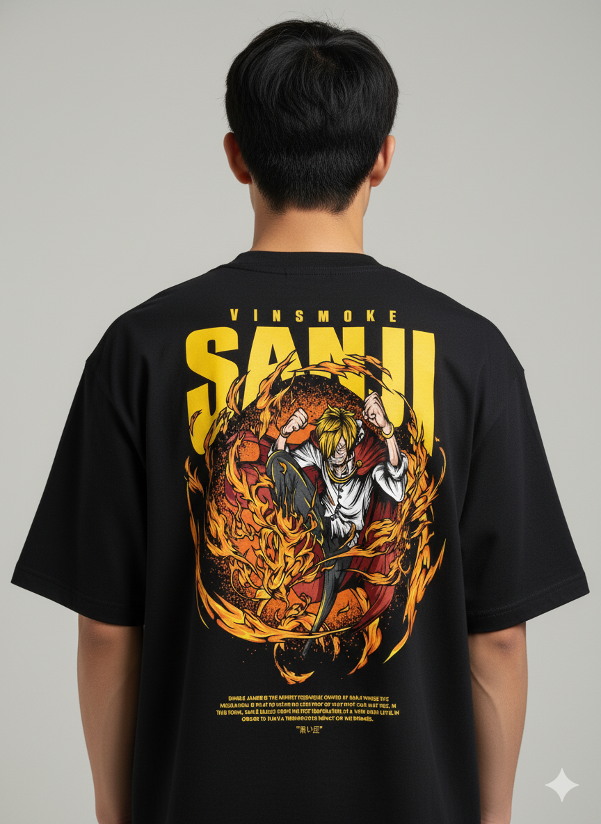 Camiseta Anime Vinsmoke Sanji - One Piece - Estampa Chamas Diable Jambe