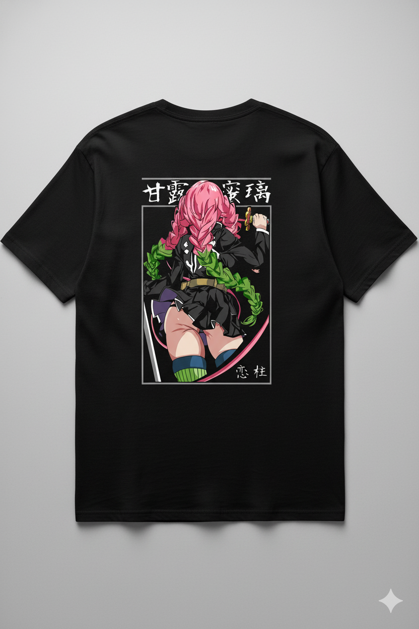 Camiseta "Mitsuri Kanroji - Hashira do Amor" (Trança em Destaque) - A Elegância de Demon Slayer!