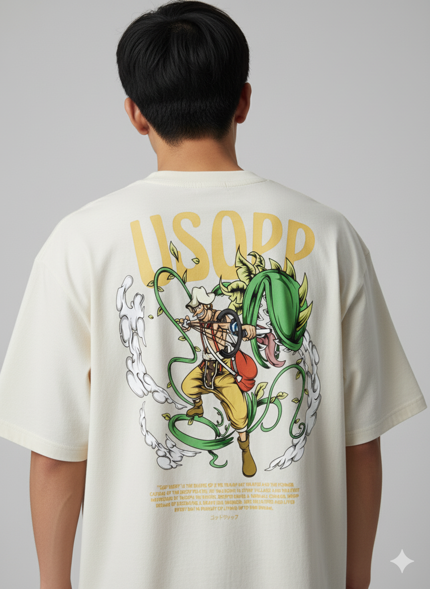 Camiseta Anime Usopp Sogeking - One Piece - Estampa Pop Green e Kabuto