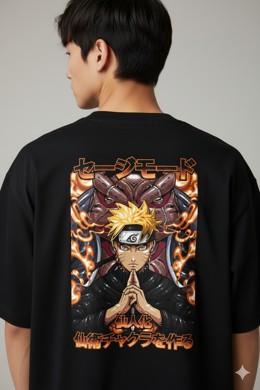 Camiseta Anime Naruto Uzumaki - Modo Sábio Sage Mode - Chakra Laranja